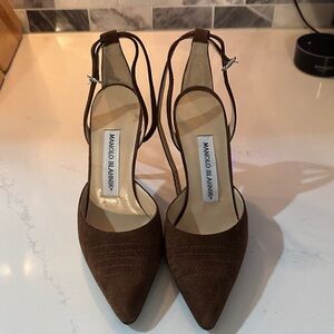 Manolo Blahnik Dark Brown Suede Heels